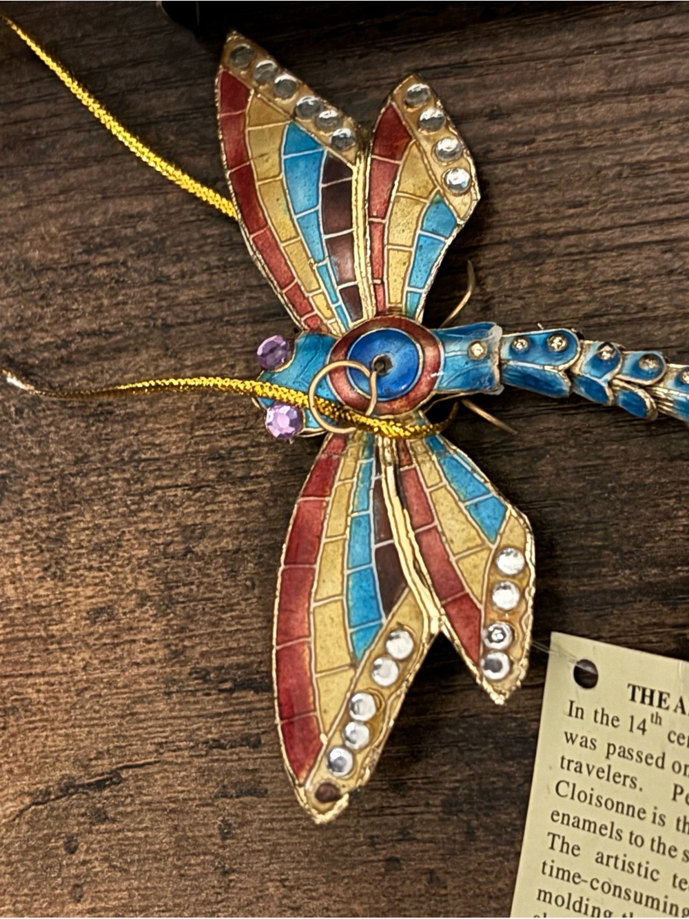 Cloisonné Style Dragonfly Ornament - Multicolor